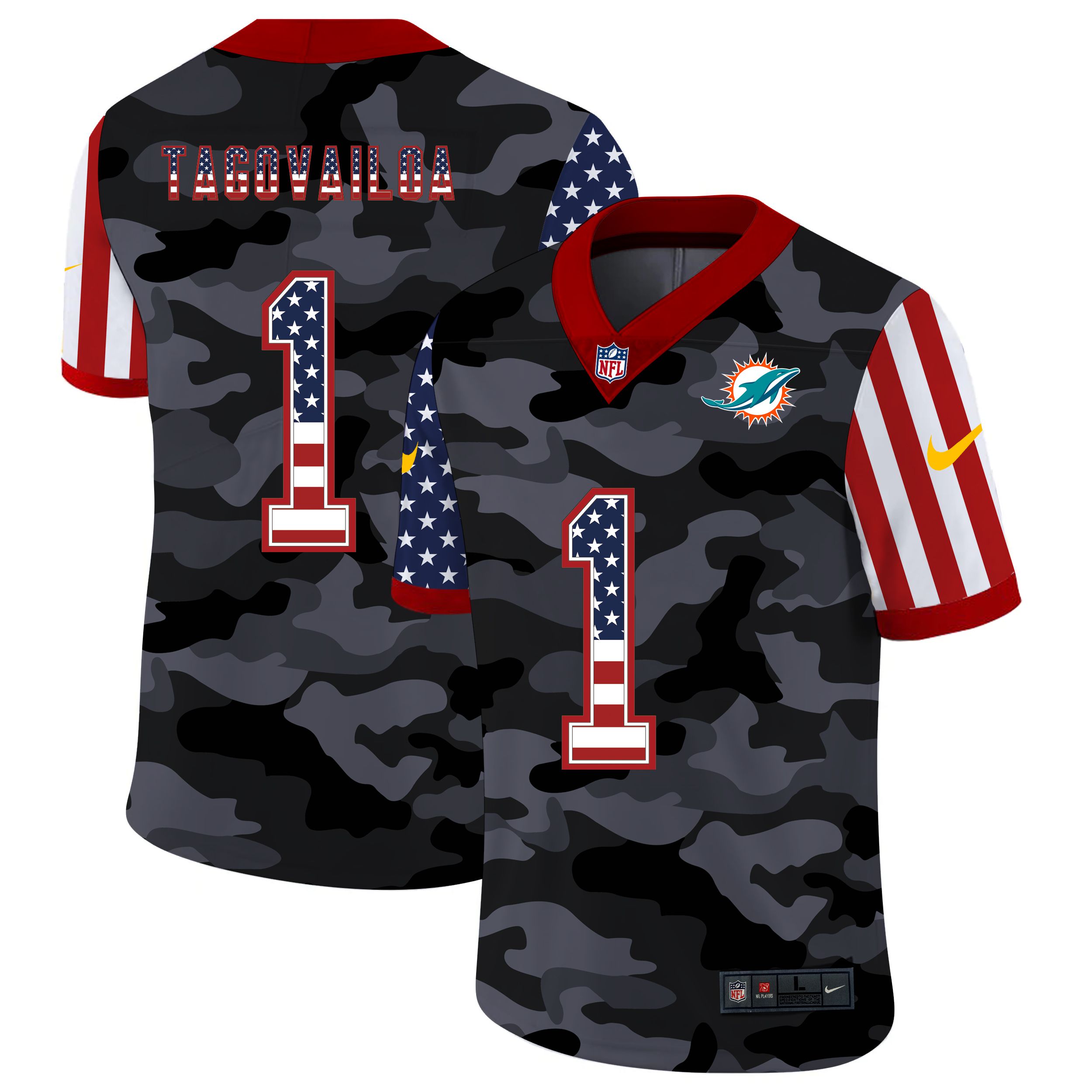 Men Miami Dolphins #1 Tagovailoa 2020 Nike USA Camo Salute to Service Limited NFL Jerseys->philadelphia eagles->NFL Jersey